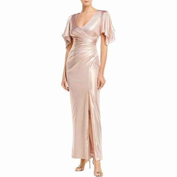 Eliza J Dress Womens Size 10 Formal Metallic Shimmer Butterfly Sleeves Maxi NEW - Picture 12 of 12